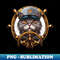 Cat Captain at the Wheel - Sailing Adventure - Modern Sublimation PNG File