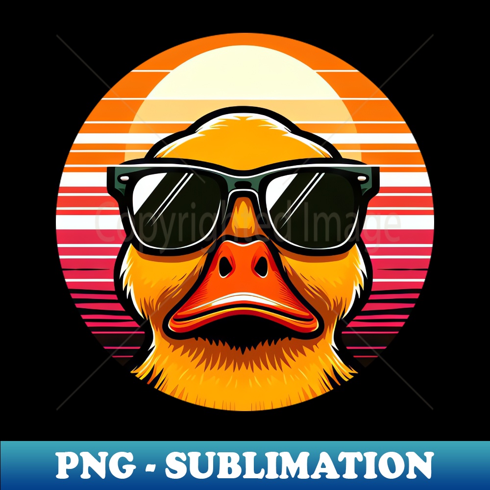 Cool Duck with Sunglasses Swimming at Sunset Bathing - Exclusive Sublimation Digital File