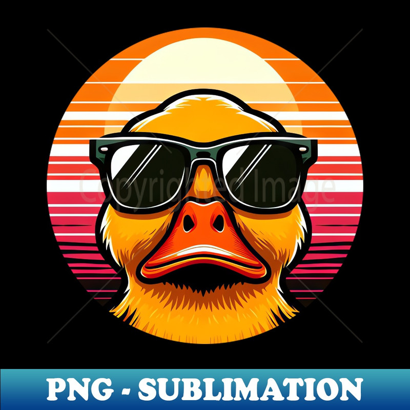 Cool Duck with Sunglasses Swimming at Sunset Bathing - Exclusive Sublimation Digital File