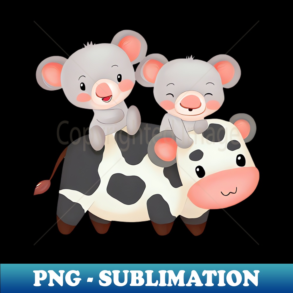 2 koalas ride on a cow - Digital Sublimation Download File
