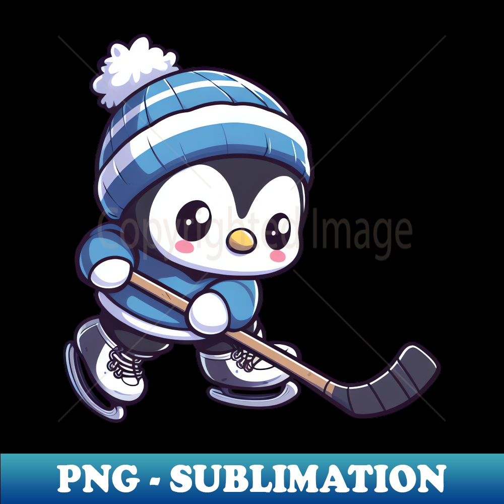 Hockey Penguin Speed on the Icy Rink! - PNG Sublimation Digital Download