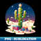 Desert Christmas - Cactus, Christmas Tree, and Stars - Vintage Sublimation PNG Download