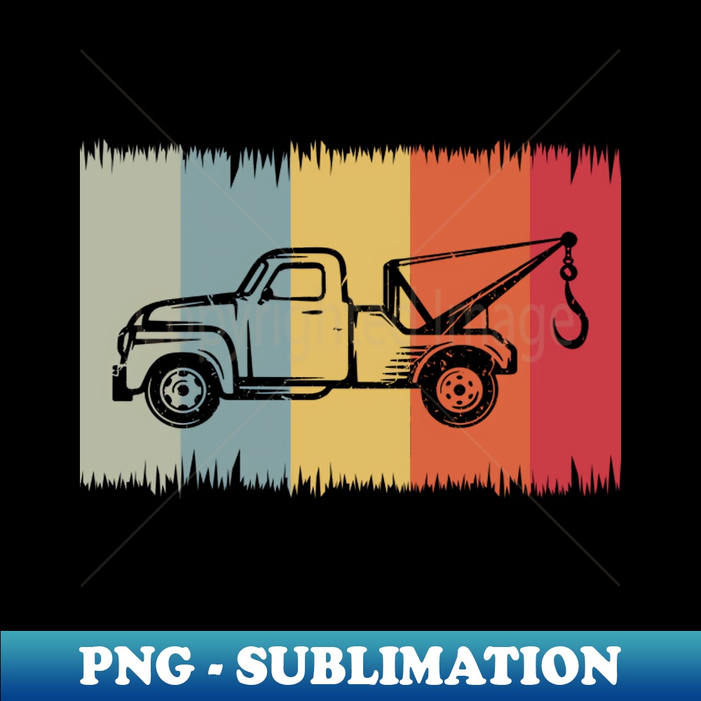 Retro Towing Service Silhouette - Vintage Vehicle Design - Trendy Sublimation Digital Download