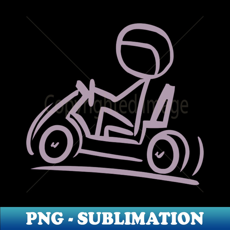 Go-Kart Silhouette Stick Figure Line Drawing - PNG Transparent Sublimation Design