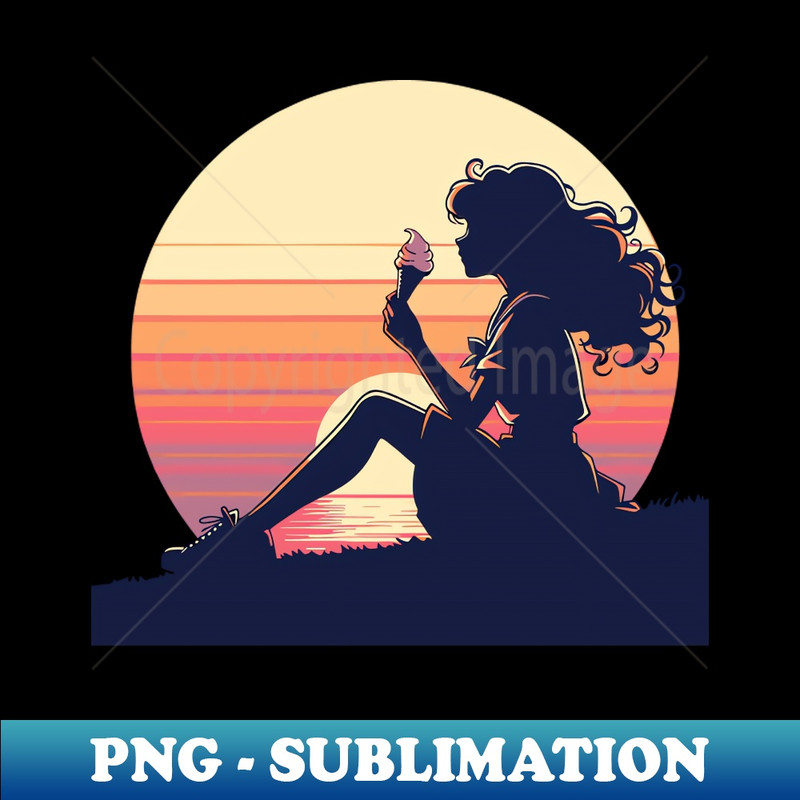Sunset Dreams Ice Cream - Silhouette Art - PNG Sublimation Digital Download