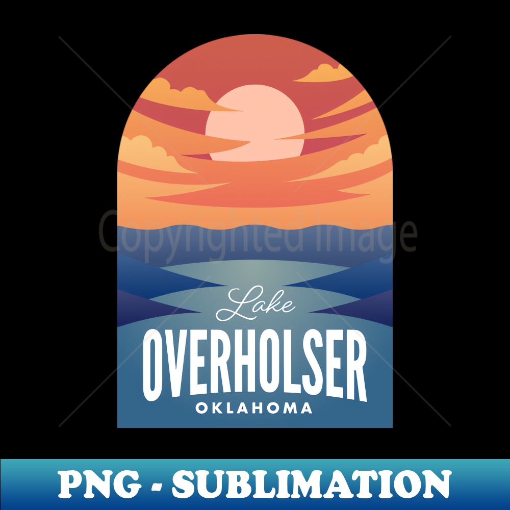 Lake Overholser OK Retro Sunset - Modern Sublimation PNG File