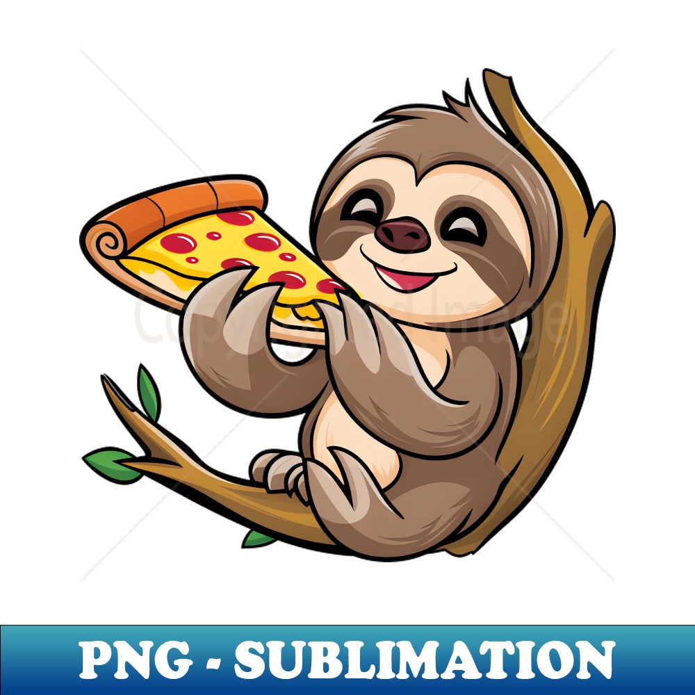 Sloth on Branch with Pizza Cartoon 1529.jpg