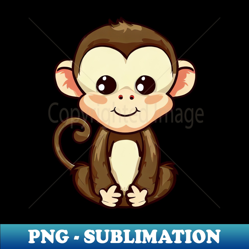 Cute Monkey Sitting, Meditating and Relaxing - Sublimation-Ready PNG File