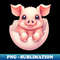 Cute Kawaii Pig in Egg - Eggshell Design - Unique PNG File for Sublimation