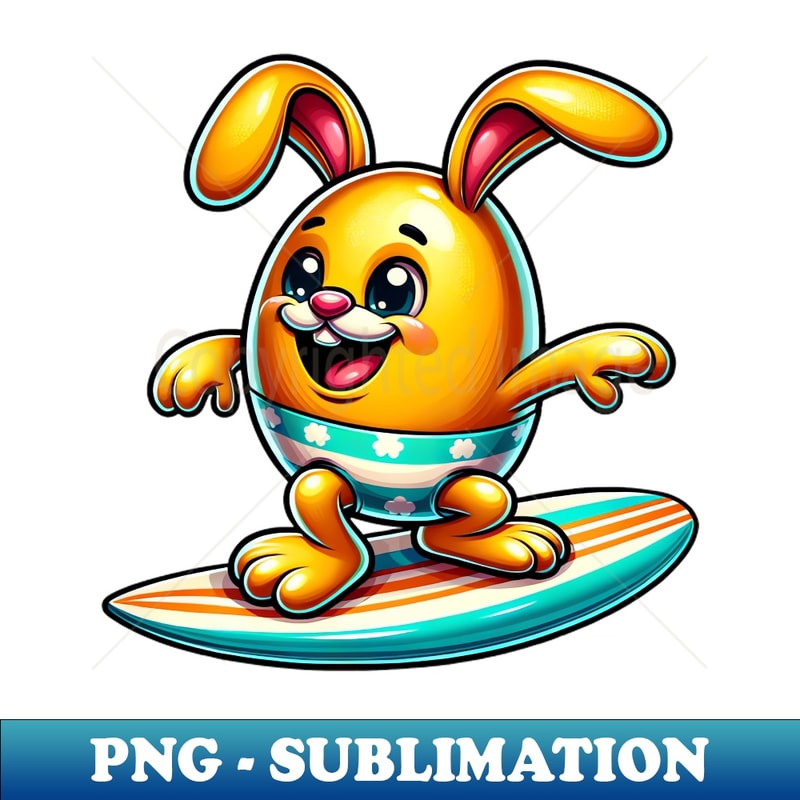 Easter Egg Easter Egg Bunny Easter Bunny Yellow Surfer Surfboard - Trendy Design T-Shirt PNG