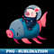 Pig Astronaut on Pig Rocket - Graphic Design T-Shirt PNG