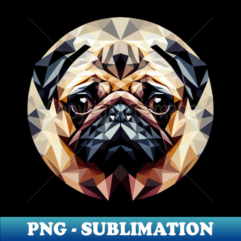 Polygonal Pug Dog Round - Original Art T-Shirt PNG