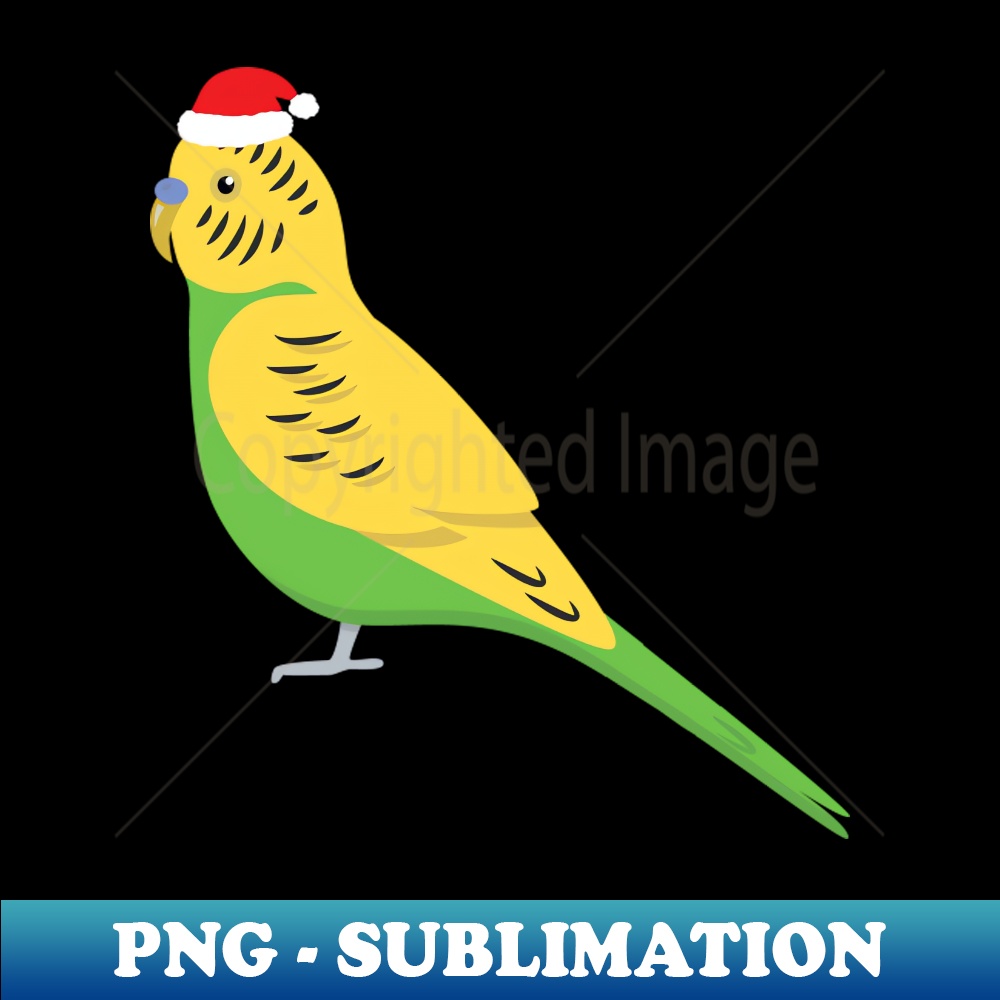 cute budgie with santa hat christmas - Artistic PNG File for Sublimation