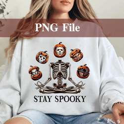 stay spooky png, halloween png, spooky season png, trendy png, skeleton png, cute ghost png, spooky png