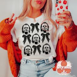 2 files, michael myers sublimation png, halloween coquette bow png, retro halloween png, scary movie png, horror png,