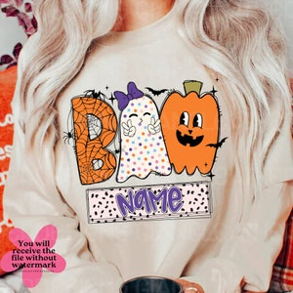 Boo PngCustom Name Halloween PngHalloween PngGhost PngPumpkin PngSpider Web PngHalloween SublimationCoquette Bow 0