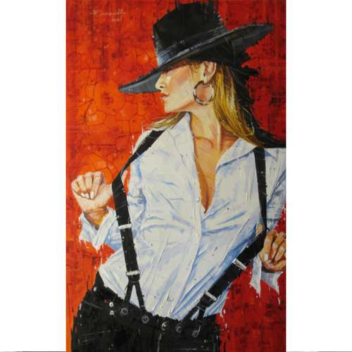 Girl with a hat,Nice girl,Beautiful woman,High-Resolution Digital File,The Author's Painting