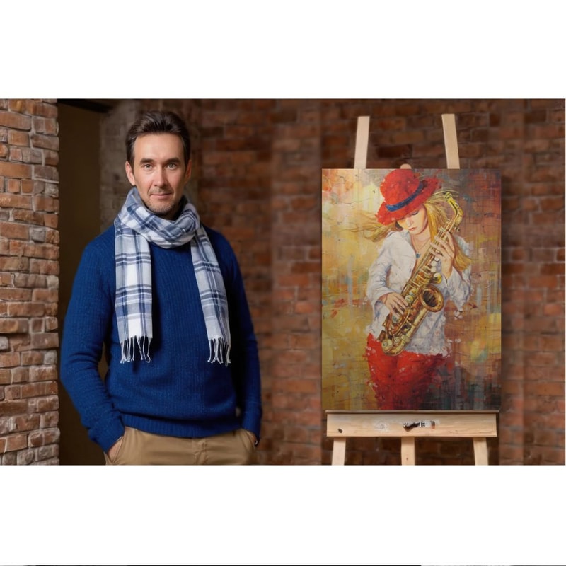 Girl With SaxophoneNice GirlHighResolution Digital FileThe Authors Painting 2