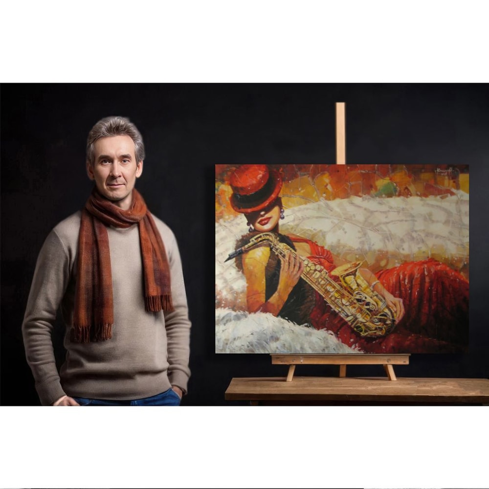 Lady With A SaxophoneBeautiful WomanHighResolution Digital FileThe Authors Painting 2