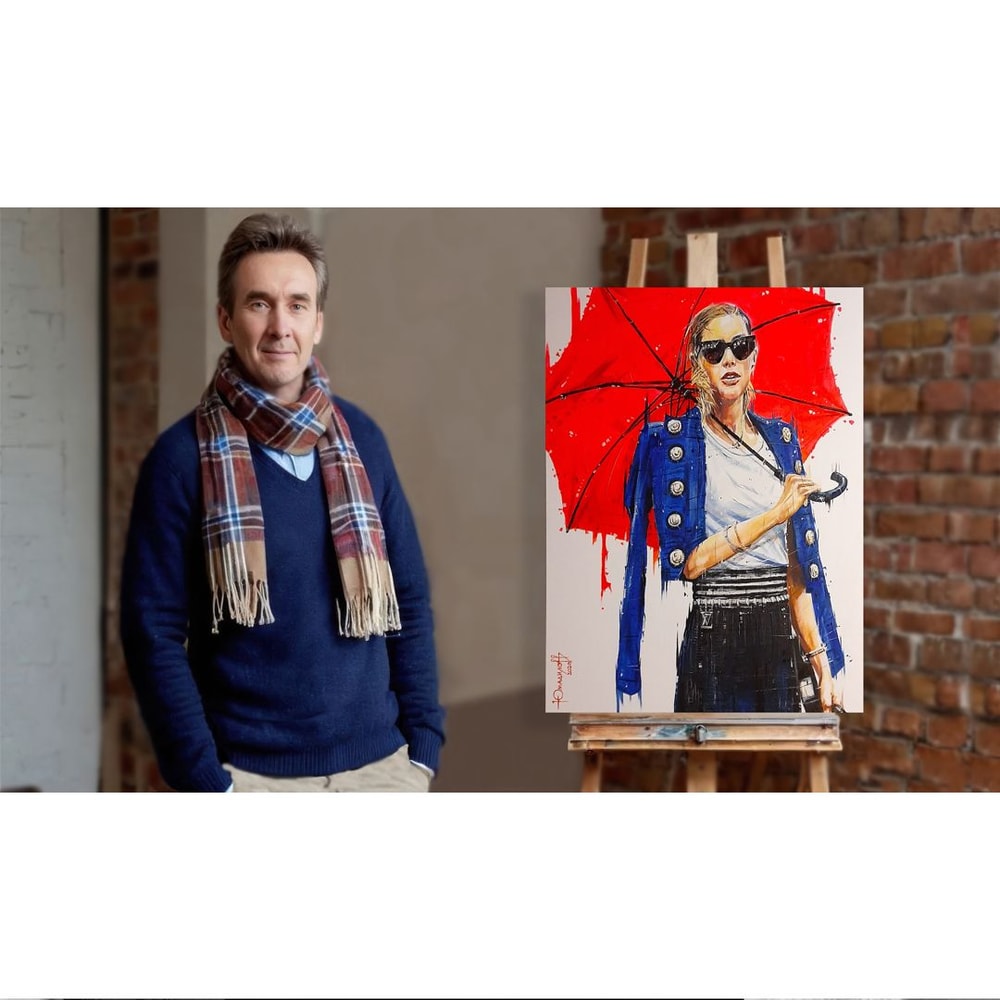 Lady With A UmbrellaLovely LadyBeautiful WomanHighResolution Digital FileThe Authors Painting 2