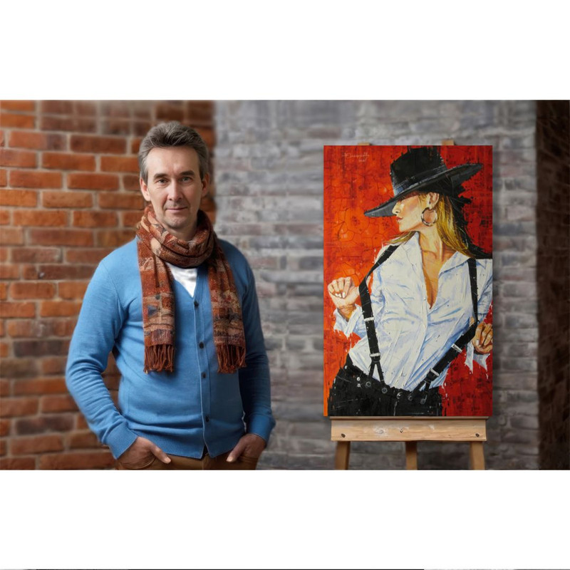 Girl With A HatNice GirlBeautiful WomanHighResolution Digital FileThe Authors Painting 2