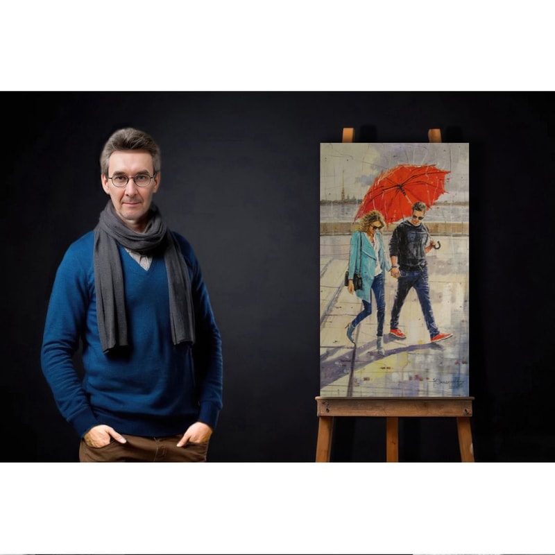 Red UmbrellaSweetheartsLoveDateHighResolution Digital FileThe Authors Painting 2