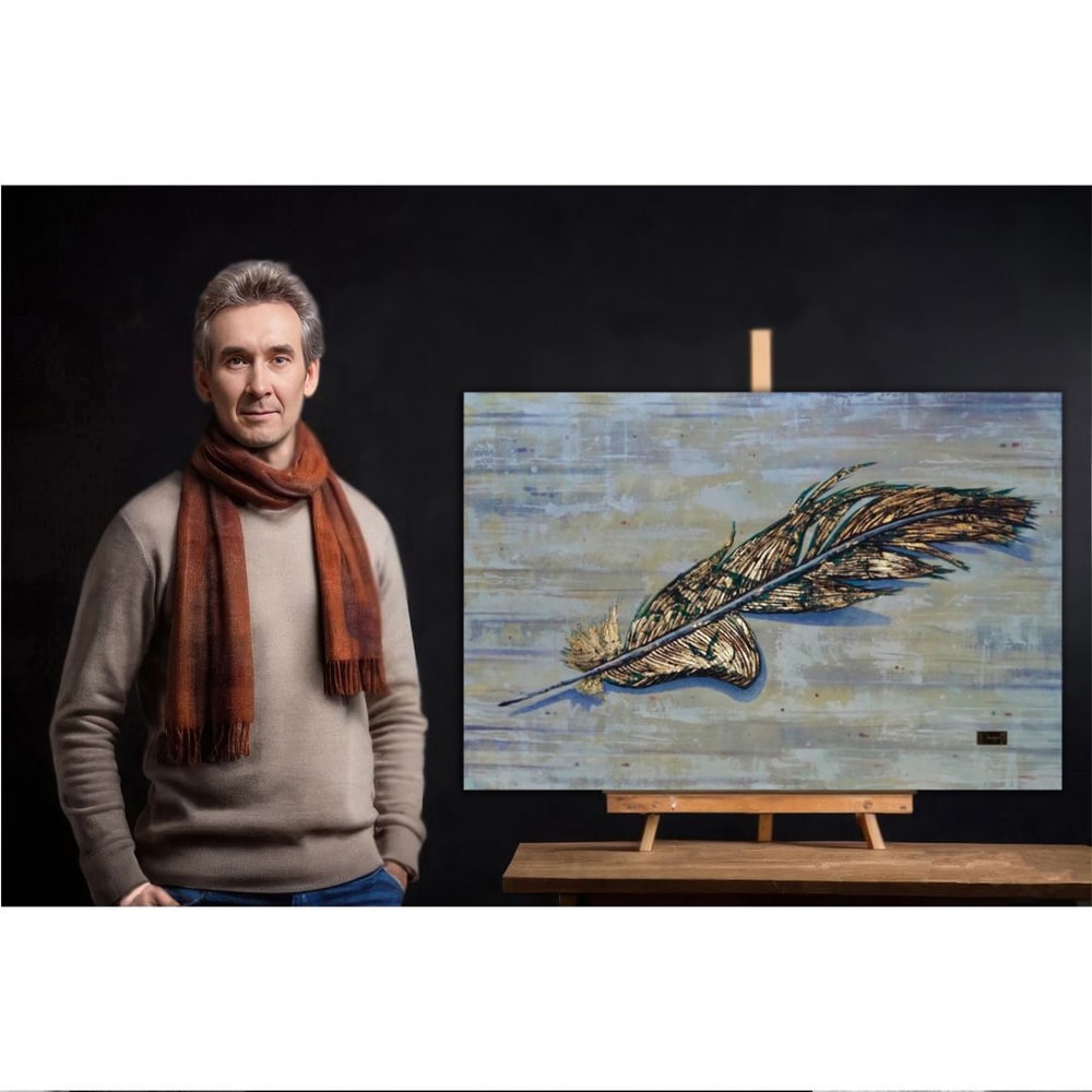 Green FeatherDesign ItemsModern ArtHighResolution Digital FileThe Authors Painting 2