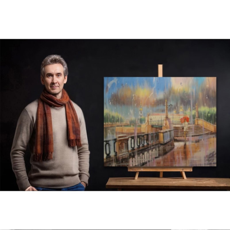 Rainy DaySaintPetersburgKryukov CanalHighResolution Digital FileThe Authors Painting 2