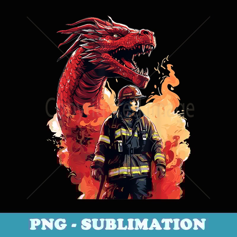 Firefighter Dragon - Firefighter & Fireman - Premium PNG Sublimation File
