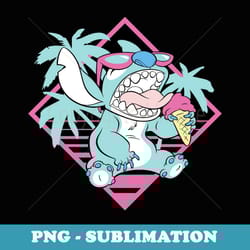 disney lilo & stitch ice cream retro 90s beach - unique sublimation png download