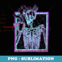 distressed synthwave skeleton vaporwave smiling skull coffee - stylish sublimation digital download