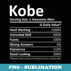 kobe nutrition funny birthday personalized name idea - premium png sublimation file