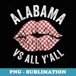 alabama vs all yall saying red houndstooth pattern lips - premium png sublimation file