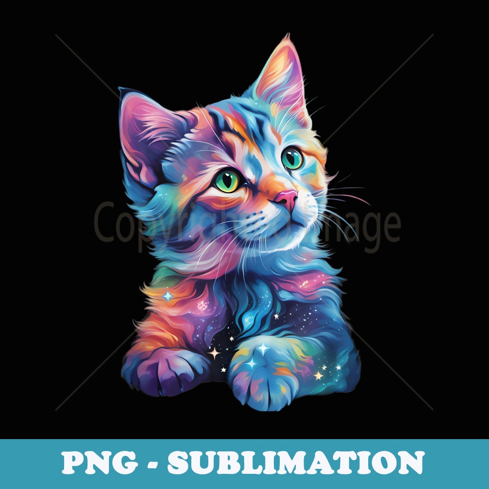 Cute Colorful Rainbow Cat for s Girls Men Boys -Lovers - Retro PNG Sublimation Digital Download