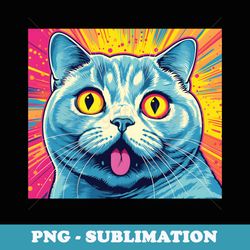 funny cat head pop art colorful cat face portrait cats comic - premium png sublimation file
