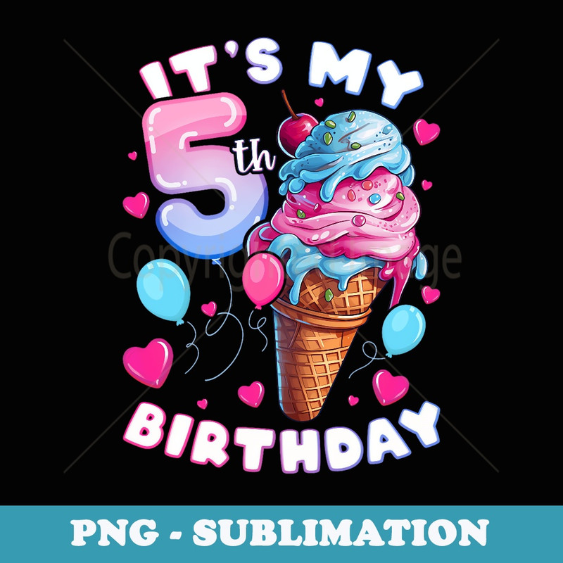 Five 5yr 5th Birthday Happy Birthday Boys Girls 5 Years Old - Elegant Sublimation PNG Download