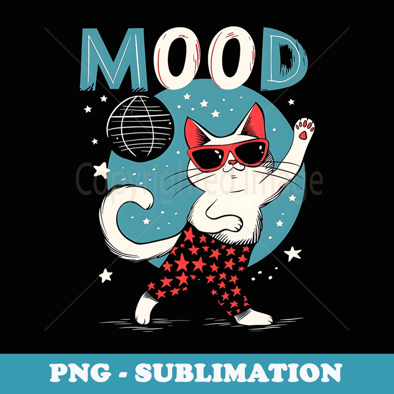 Cat Lover Animal Retro Disco Nightclub Dancing Cat - Instant Sublimation Digital Download