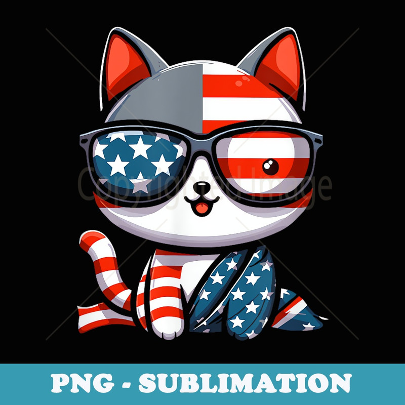 Cat 4th Of July USA American Flag Cat 4th Of July - Premium PNG Sublimation File