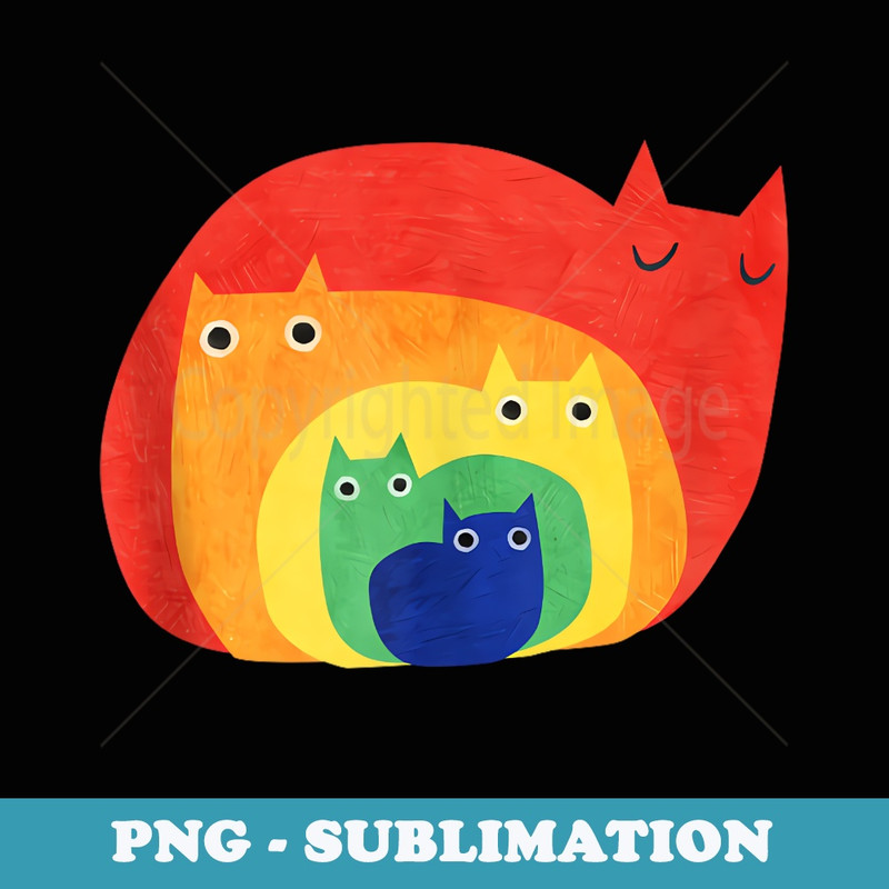 Gay Pride Cat LGBT Cats Pile Cute Anime Rainbow - Modern Sublimation PNG File
