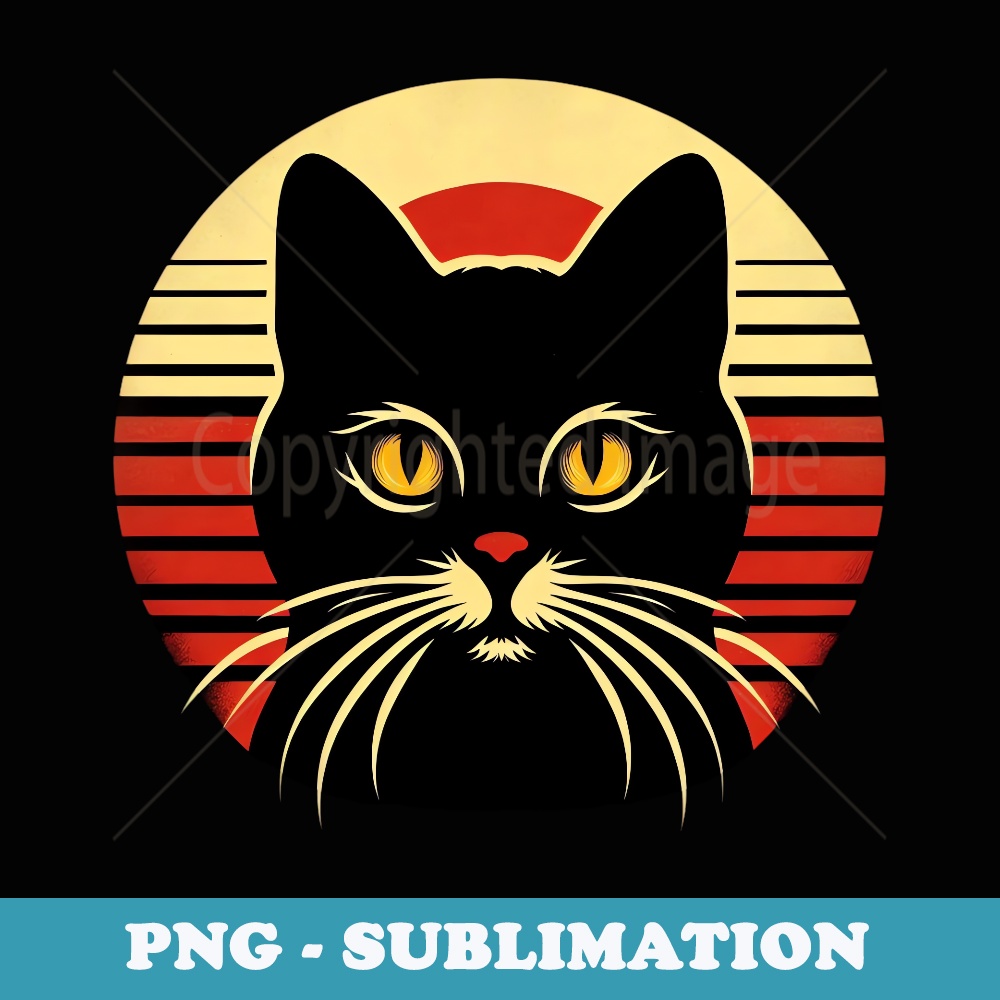 Black Cat Mom Mama Retro Wildlife Happy Mothers Day 2024 - Instant Sublimation Digital Download