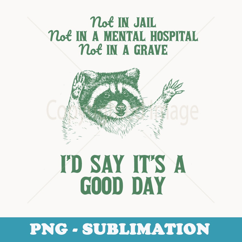 Not In Jail Good Day Retro Funny Trash Pandal Graphic - High-Resolution PNG Sublimation File