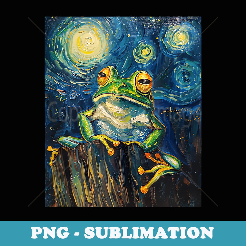 Frog Van Gogh Starry Night Art - Digital Sublimation Download File