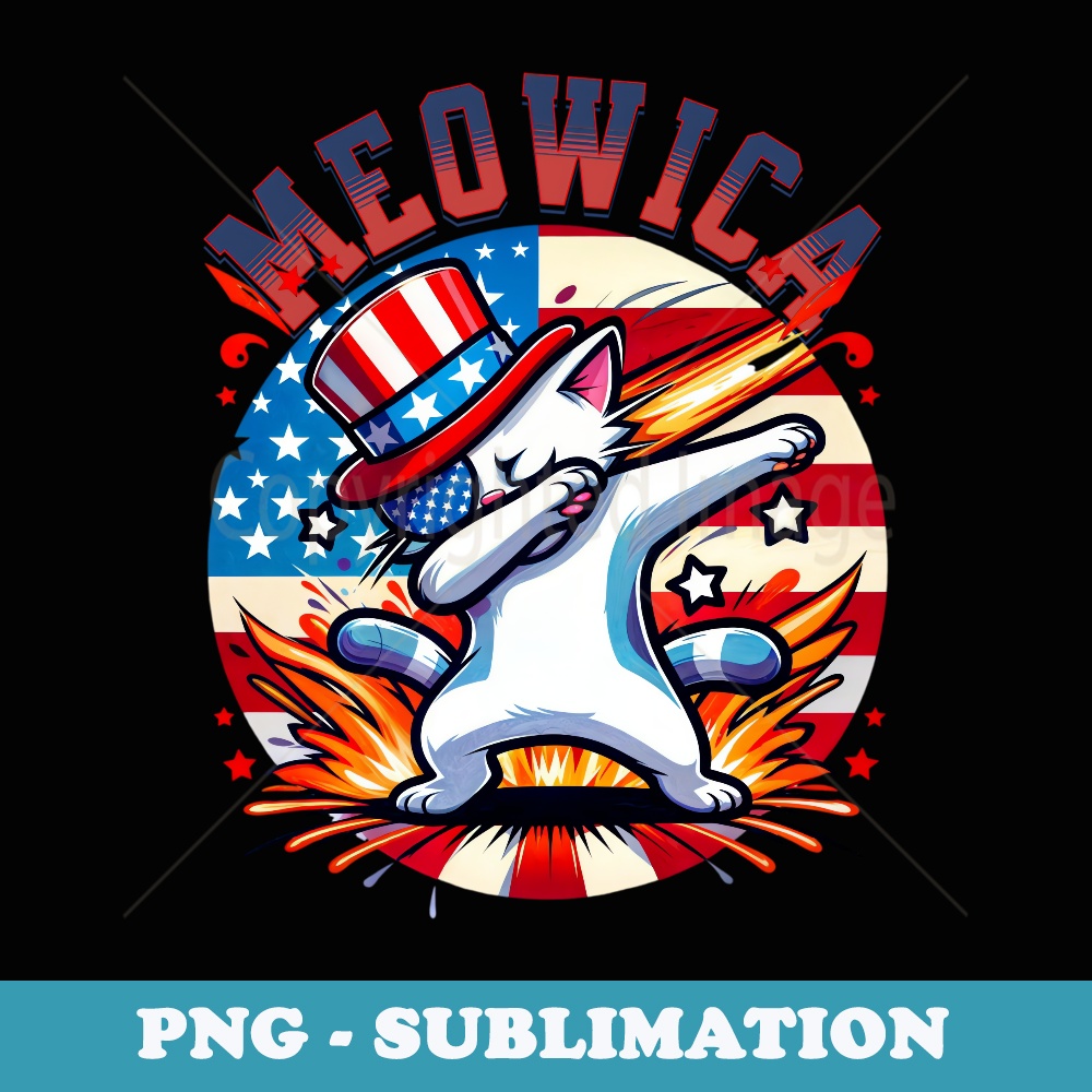 Meowica dabbing Cat American Flag Cat 4th of July - Aesthetic Sublimation Digital File