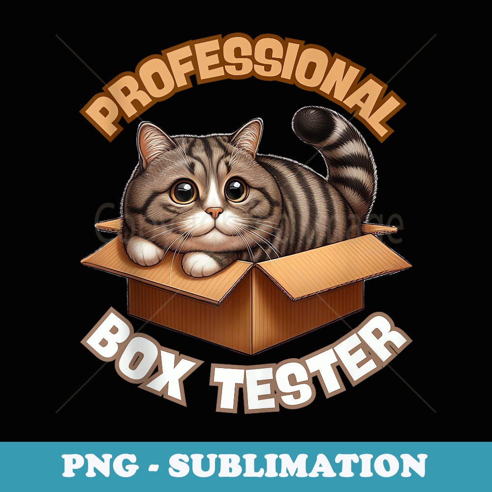 Funny Cat in Box Professional Box Tester Humorous Cat Lover - Professional Sublimation Digital Download
