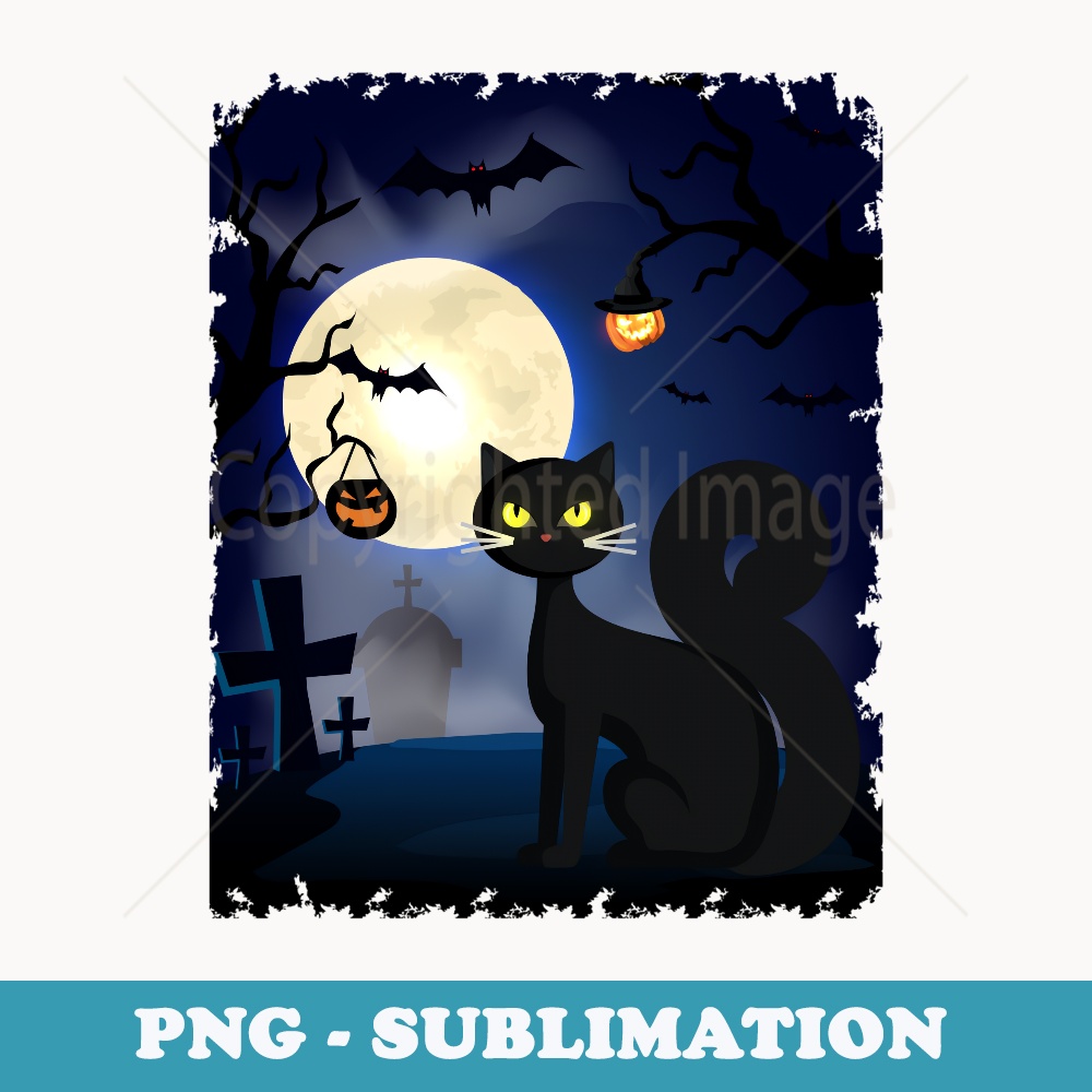 Halloween Black Cat Moon - Special Edition Sublimation PNG File