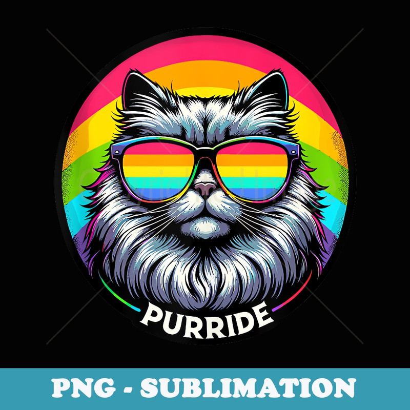 Purride Cat LGBTQ Pride Rainbow Flag Colors Kitten - Sublimation PNG File