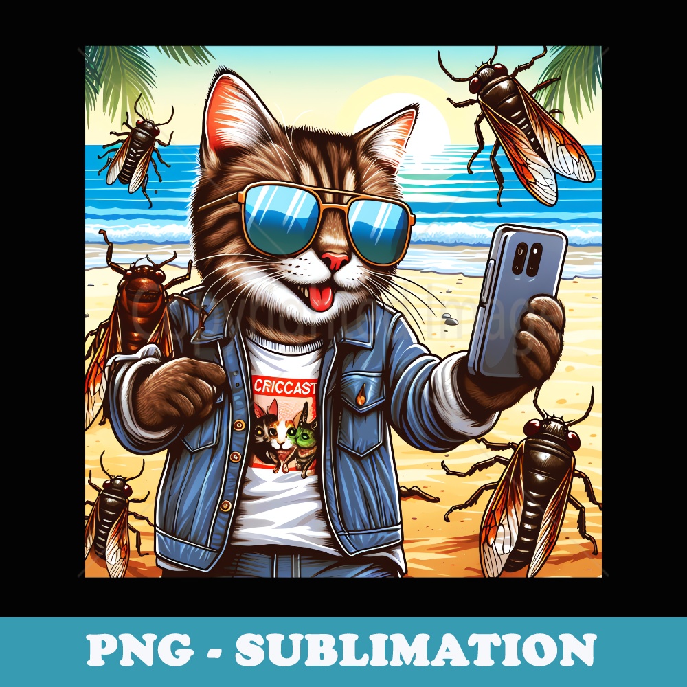 Funny Cat Selfie CICADAS Cicada Lover Bug Entomology Insects - Sublimation Digital Download