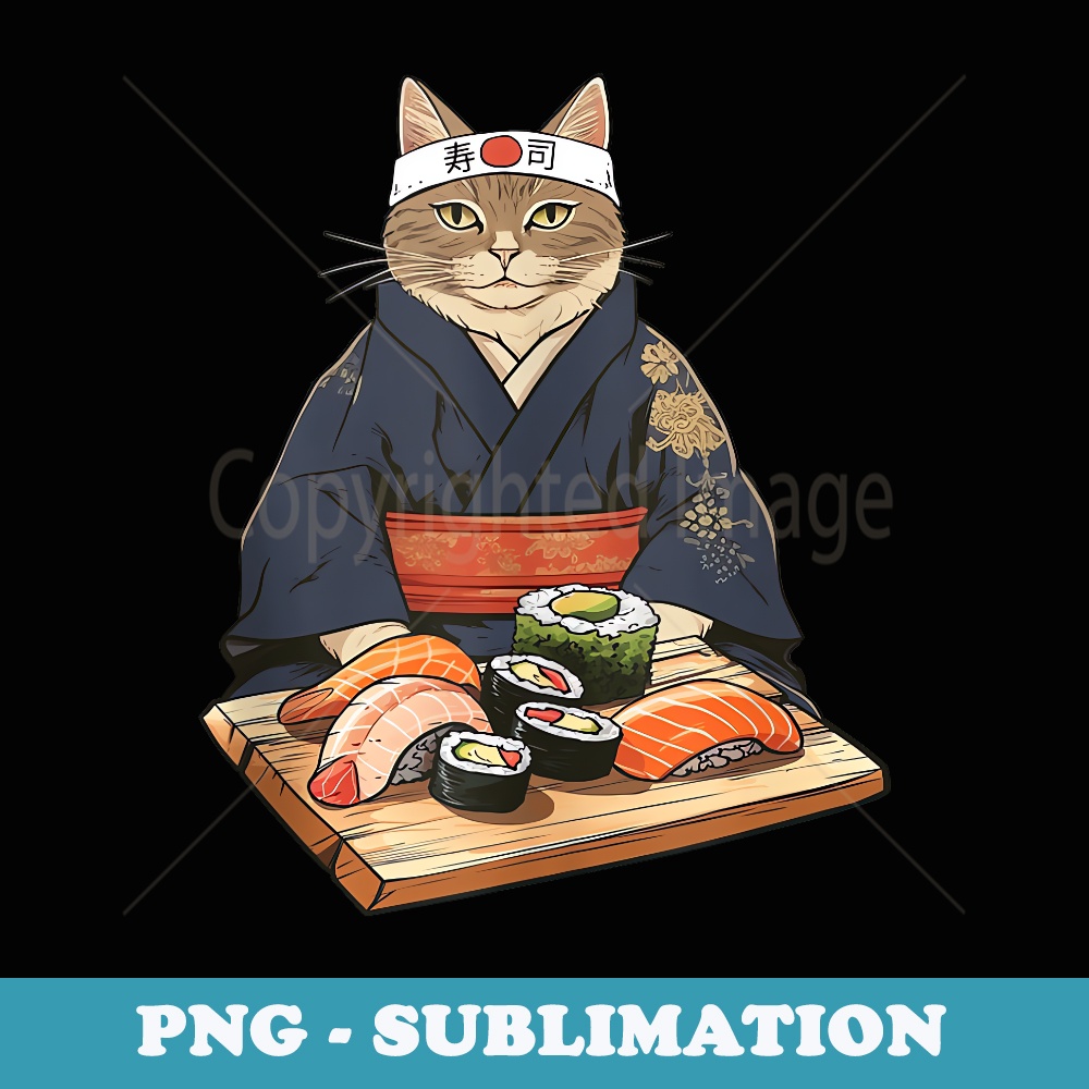 Neko Sushi Bar Funny Sushi Cat Chef - Exclusive Sublimation Digital File