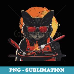 cool cat savors bbq moments with friends and family - png sublimation digital download