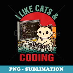 coder programmer cat lover cat dad i like cats & coding - aesthetic sublimation digital file